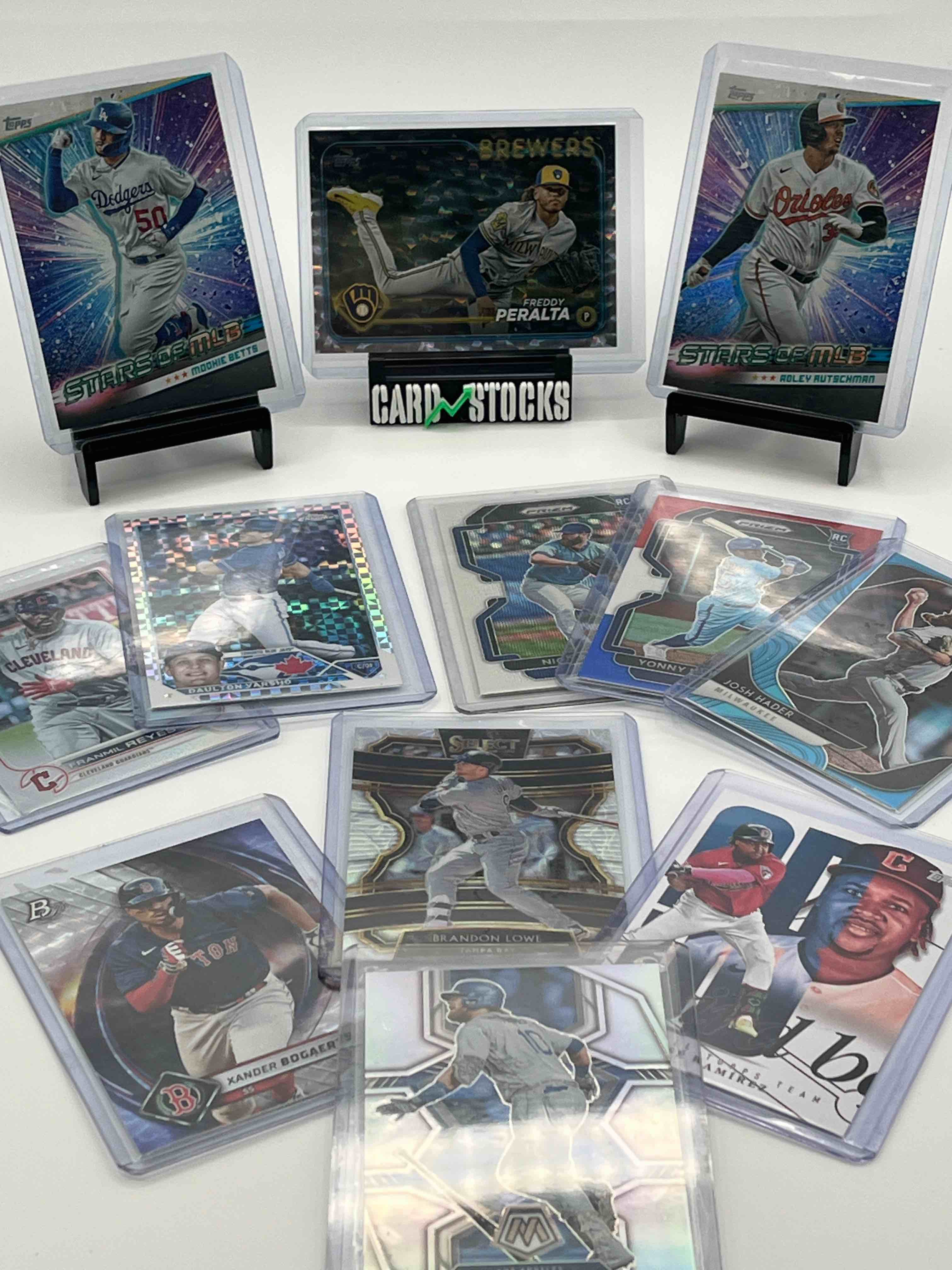 Awesome Toploaded 12-card MLB Baseball Card lot 2020-2024 Topps, Chrome, Bowman, Panini Prizm, & Selec. All Inserts, Variations, & Parallels!! Rookies & Stars! Check these out!