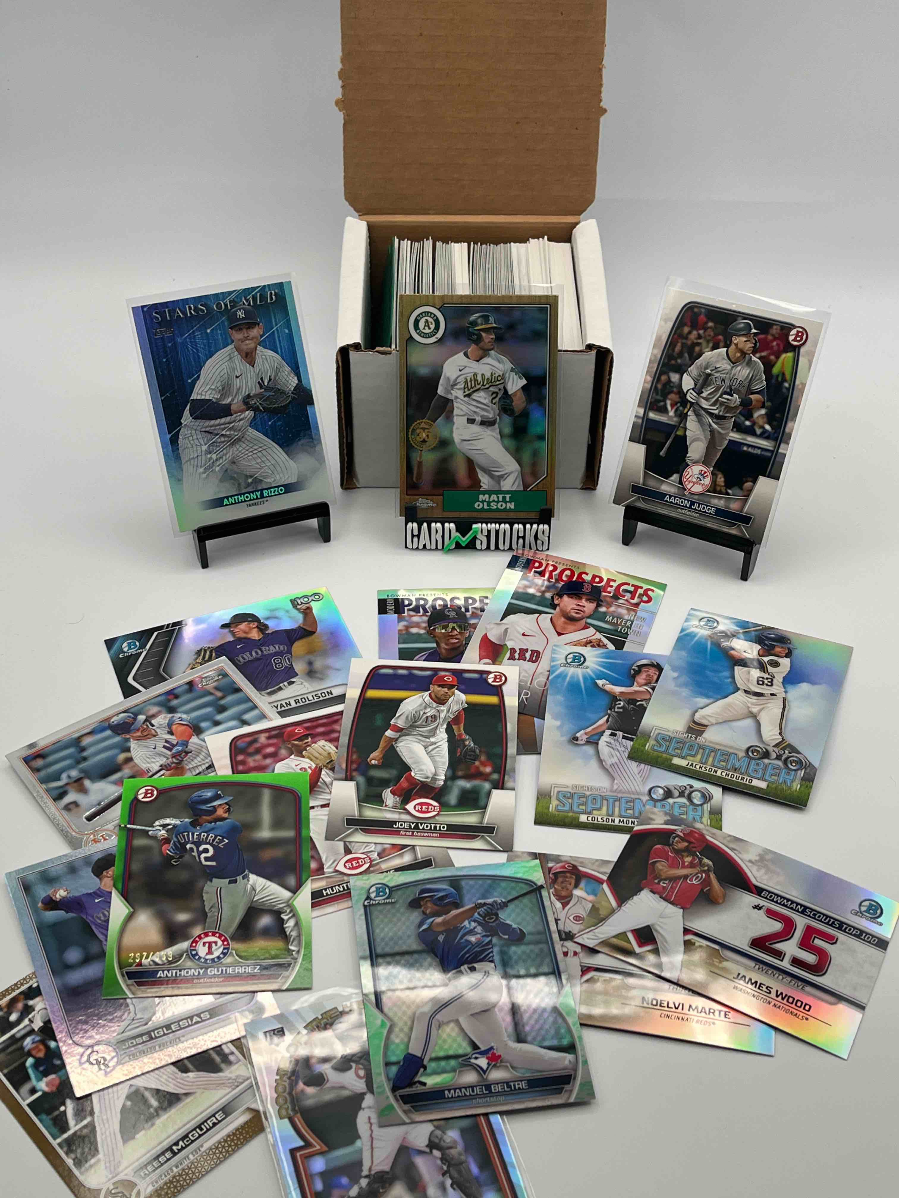 200 ct. box 2020’s Topps, Bowman and Chrome MLB Baseball Cards! So Many Refractors, Colors, Inserts, and #’d Cards!! Big Name Stars & Rookies! Aaron Judge & more!!