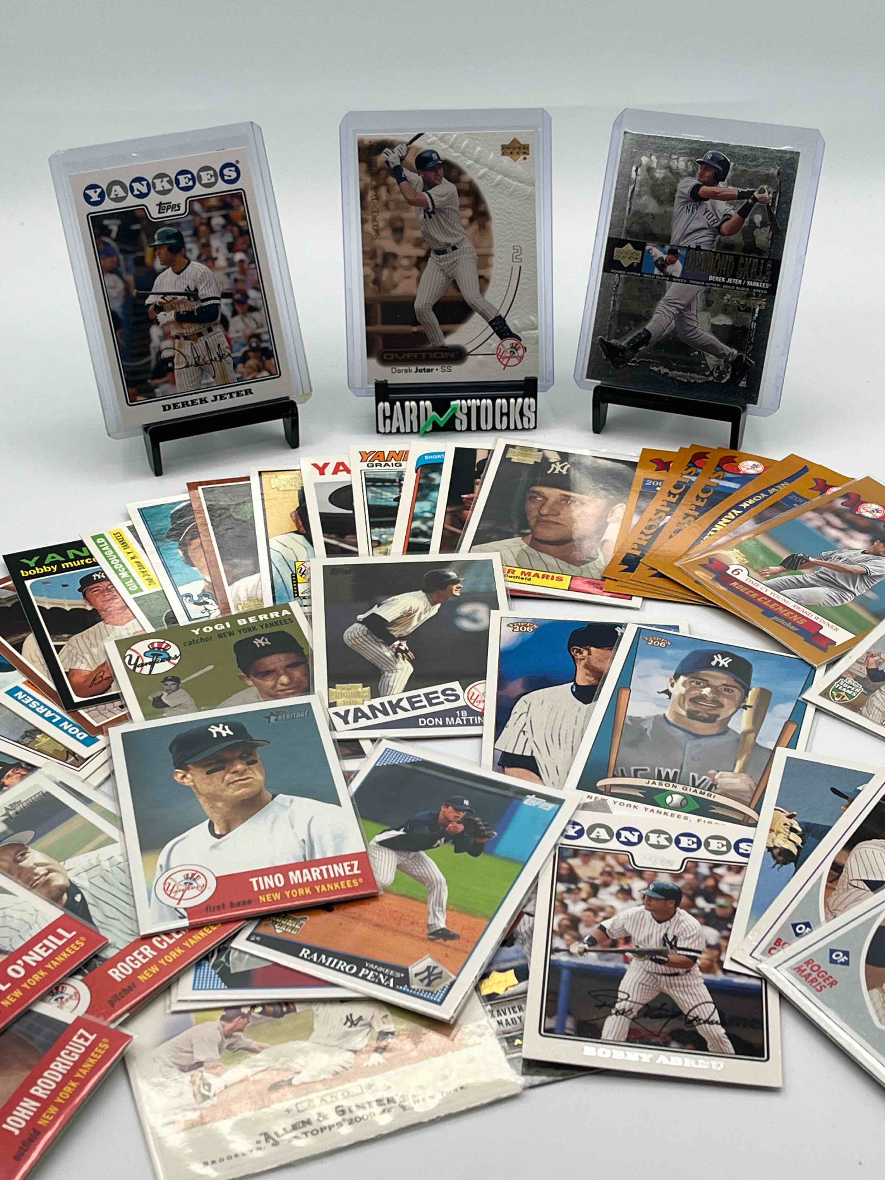 Big Team Lot of 2000’s New York Yankees MLB Baseball Cards! Derek Jeter Topps & Upper Deck Foil and Embossed Cards! All-time Greats Topps Archive Cards! Rookies & more!!