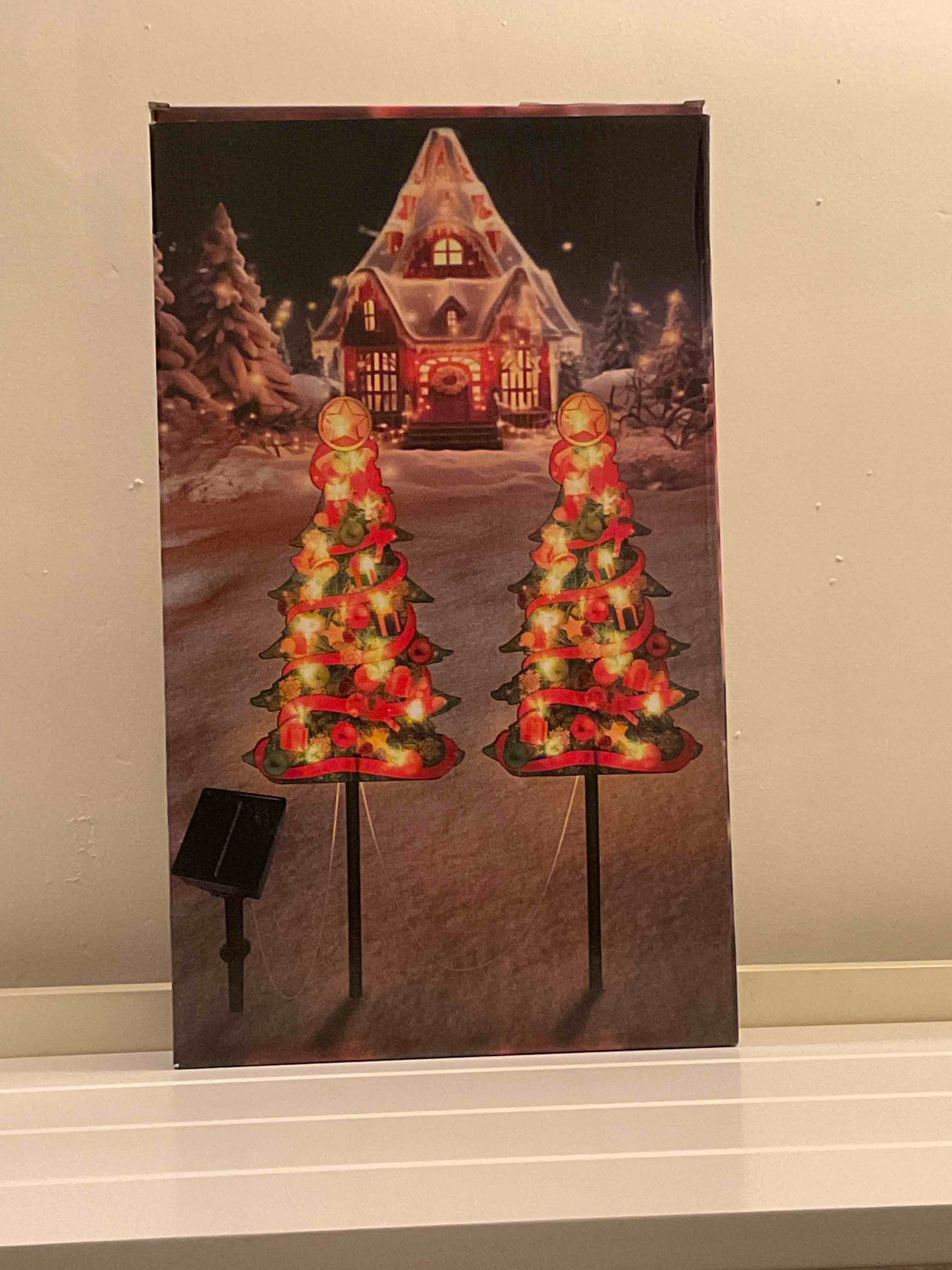 2 pack Solar Christmas Tree Decorations for Yard or Garden