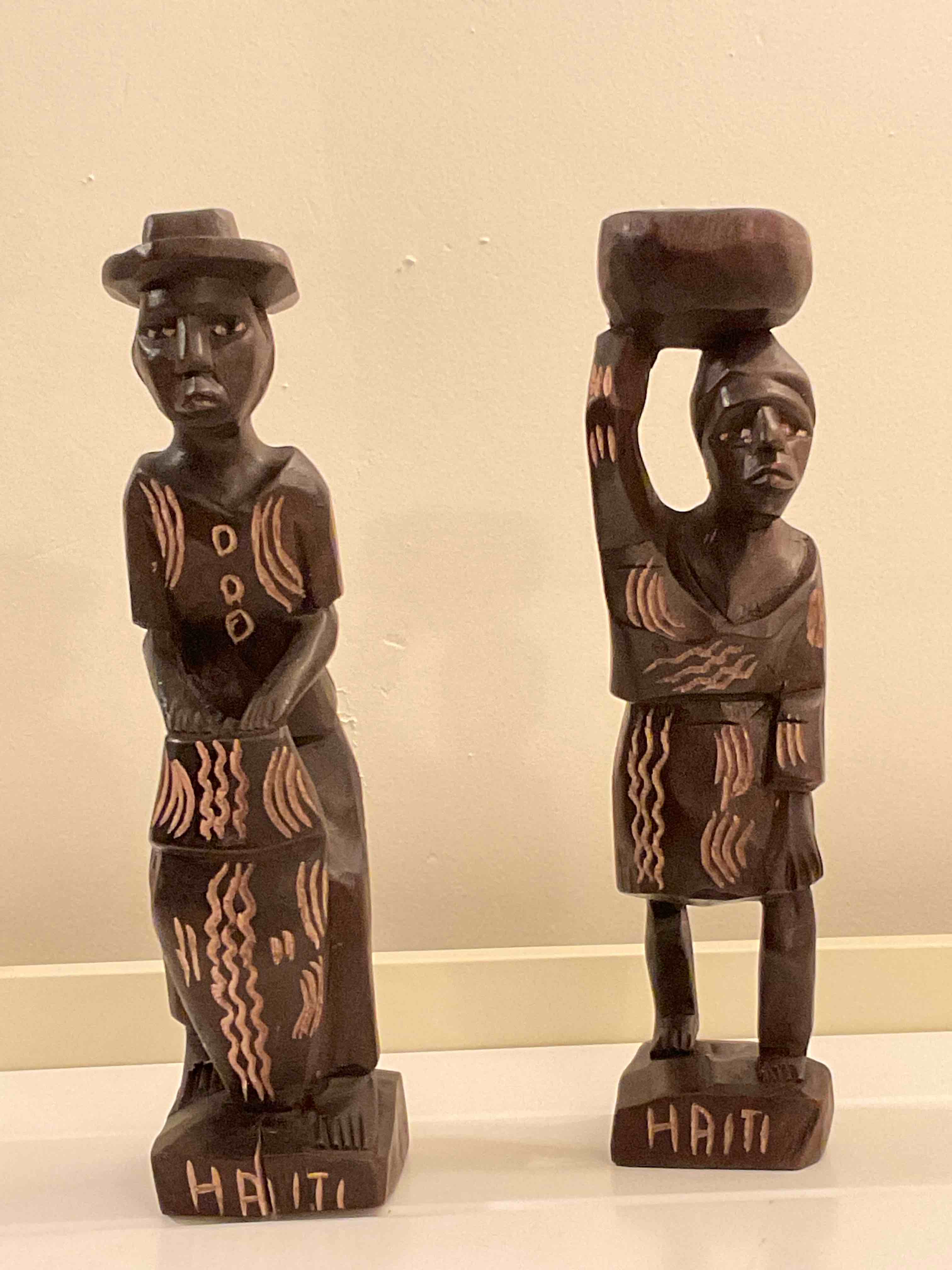 Vintage Wooden Statues from HAITI 10” Hand Carved