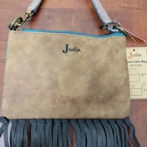 Justin Boots Teal And Tan Shoulder Bag 