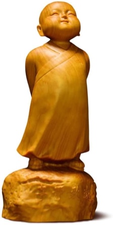 Condition photo showing New/Like New for Boxwood Stand up Little Monk Buddha Statue,Wood Chinese Decor Figurine,Car,Home and Office Sculpture