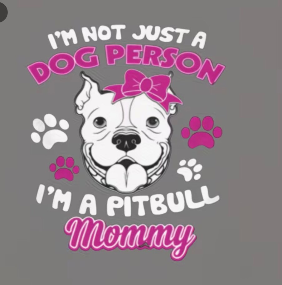Condition photo showing New/Like New for I Am a Proud Pitbull Mom. This Vibrant Pink Vinyl Iron-On Sticker Features a Paw Print And Bow Design, Perfect for T-Shirts, Pillows, And Apparel for Dog Lovers. It Adds a Fun Dog-Themed Touch to Your Decorations with Contrasting Design Elements