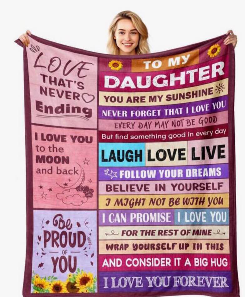Condition photo showing New/Like New for Daughter Birthday Gifts From Mom & Dad - Best Daughter Ever Gifts - Presents For Daughters - Christmas Valentines Day Birthday Gift Ideas For Daughters - Gift For Daughter - To My Daughter's Blanket