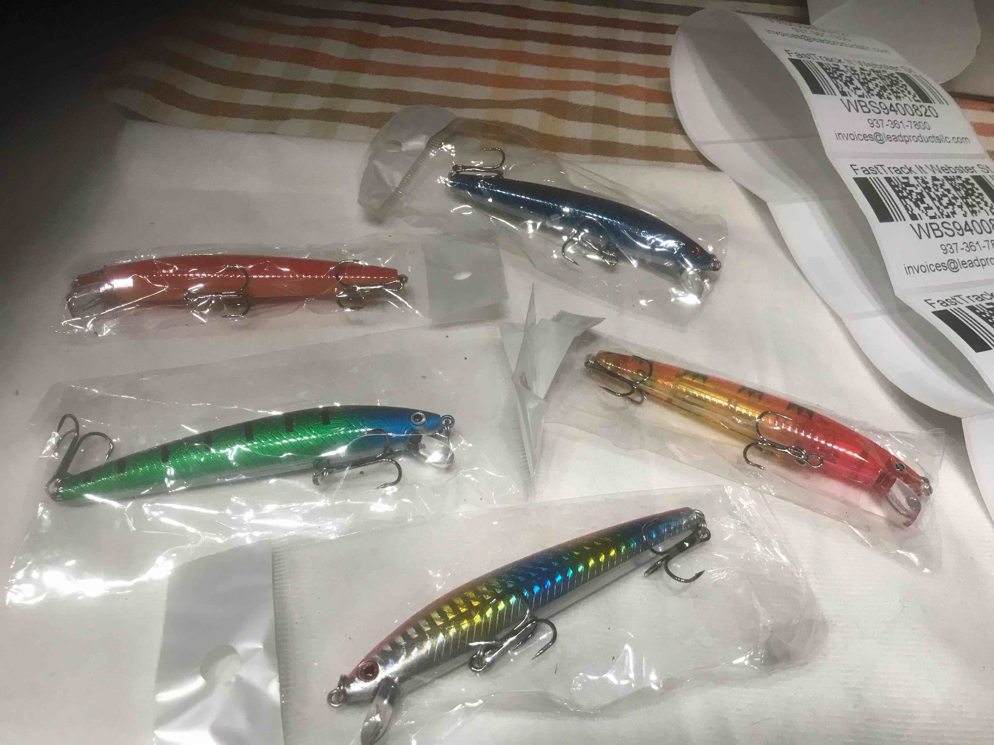 Condition photo showing New/Like New for Fishing lures 3.74 inch/ 0.3 ounce false bait set, ABS premium hardware false bait, suitable for fishing bass, pouting, and as a gift for anglers., Freshwater Fishing, Angler Gifts, Mixed Color Lures, Realistic Bait, Highquality Bait, Longlasting Lures
