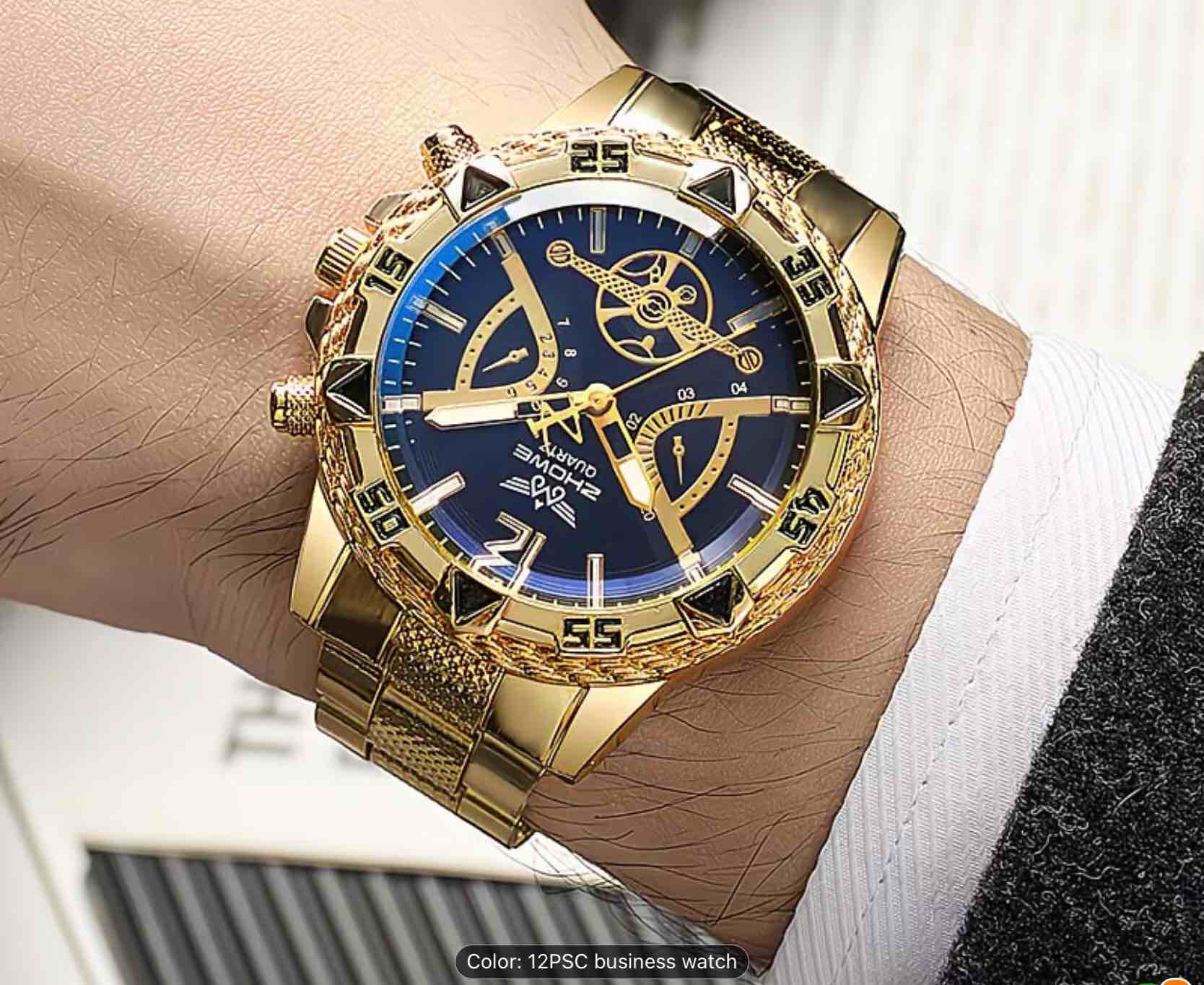 Condition photo showing New/Like New for  Men's Fashion Business Versatile Quartz Watch, Zinc Alloy Strap Case, Multiple Styles and Combinations, Ideal Gift for Him, Perfect for Daily Outings/ Parties/ Business