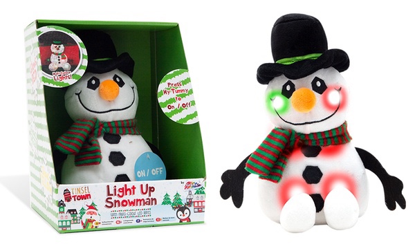 Led Light Up Snowman Multi-colour Plush Christmas Decoration Night Light Gift