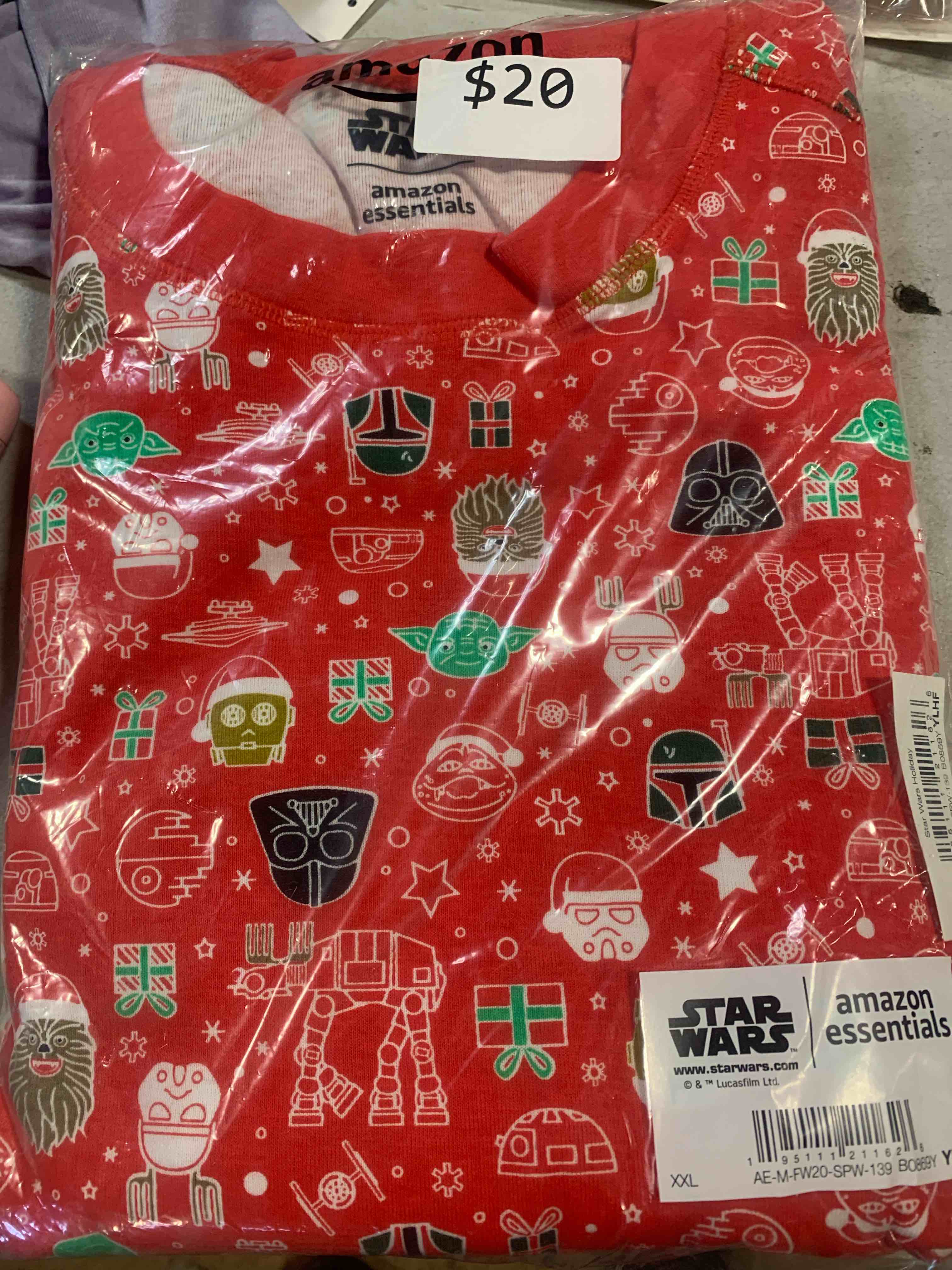 Amazon Essentials Adult Cotton Pajamas, Star Wars Holiday-Mens Snug-fit, XX-Large