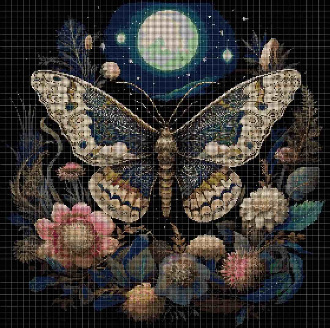 hill froeistung 5D Butterfly & Moon Diamond Art Painting Kits for Adults, Flowers Diamond Art Kits for Adults Teens Beginner,Moon Round Full Drill Craft Diamond Art Painting for Home Wall Decor 14x14 inch  HF-B023