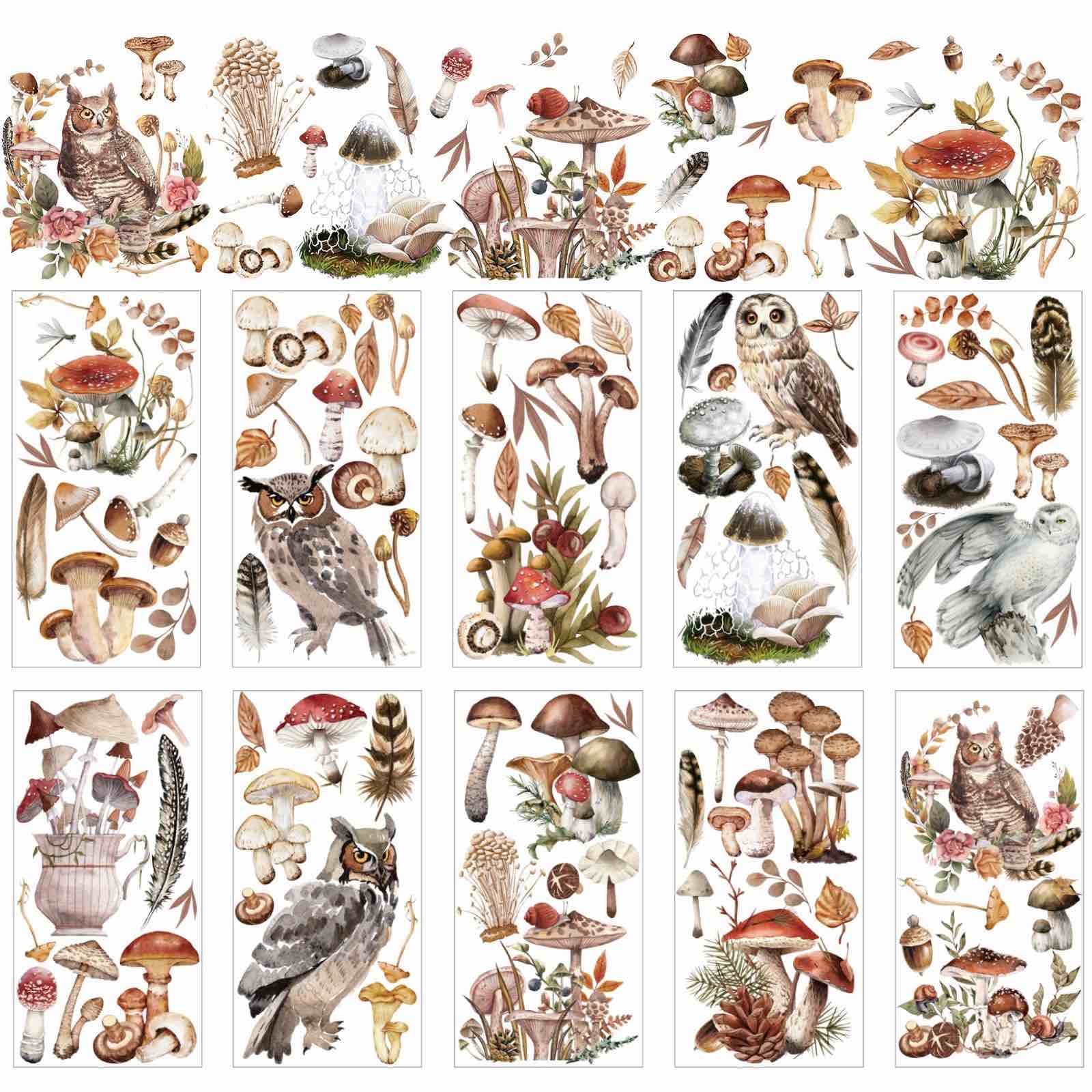 Lincia 10 Sheets Rub on Transfers for Crafts and Furniture Rub on Transfers Stickers Festive Floral Vintage Decals for Fabric Planner DIY Craft Wood Home 5.91 x 11.81 Inch (Mushrooms)