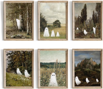 (unframed) Waschbar Ghost Decor - Halloween Wall Art Prints, Vintage Halloween Posters Deco
