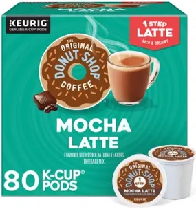 The Original Donut Shop Mocha One Step Latte Vanilla 80 count (4 boxes of 20) (BB 8/14/25)