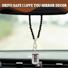 Drive Safe Car Hanging for Rear View Mirror, Metal Car Charm Pendant Hanger Car Decor Gifts for New Driver (Letter T)