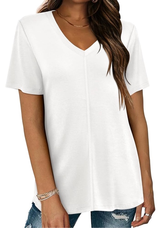 (Small) MIHOLL Womens T Shirts V Neck Short Sleeve 2025 Summer Tops Casual Loose T-Shirt