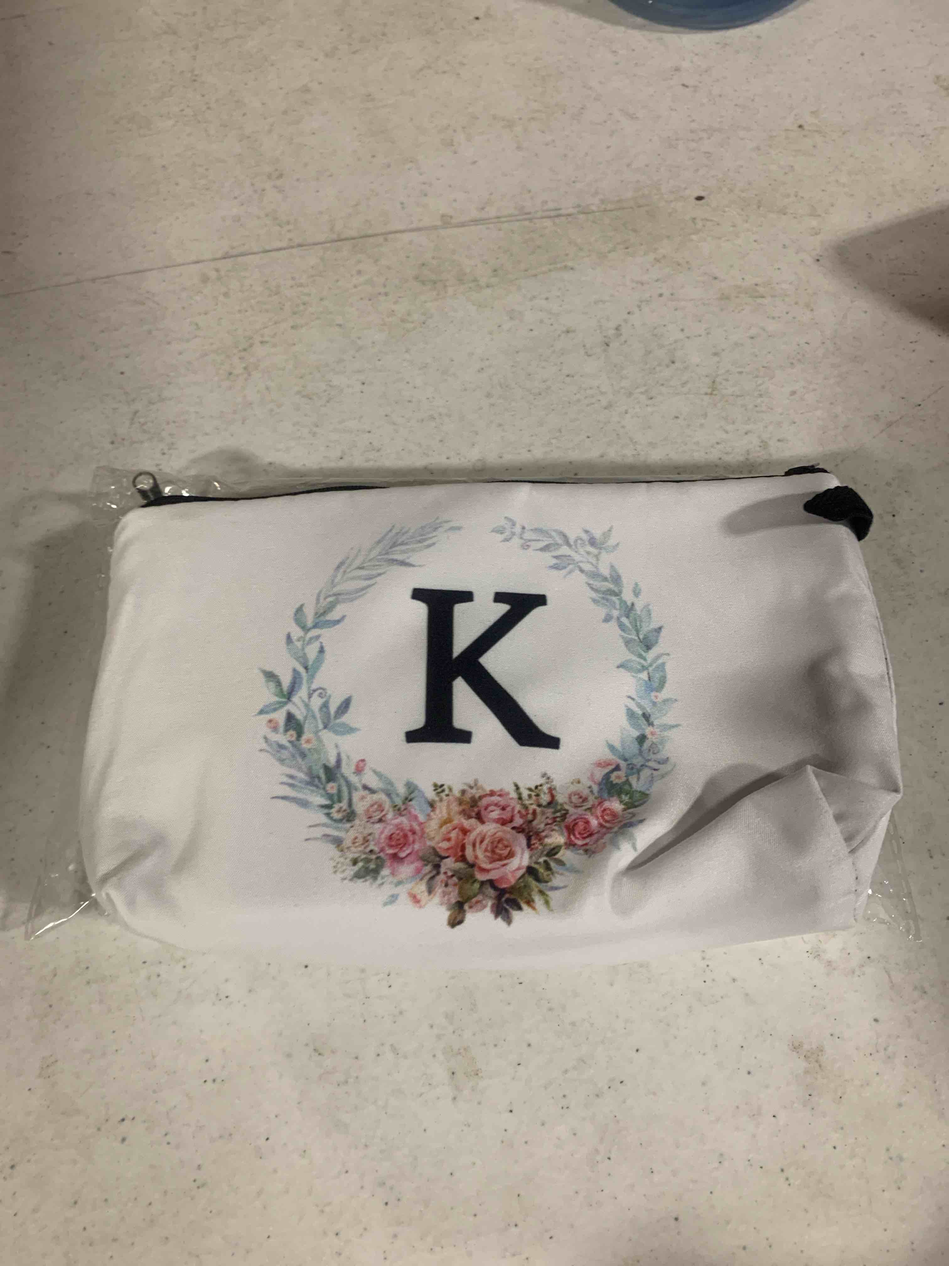 (K) Initial Monogrammed Makeup Bag letter K 