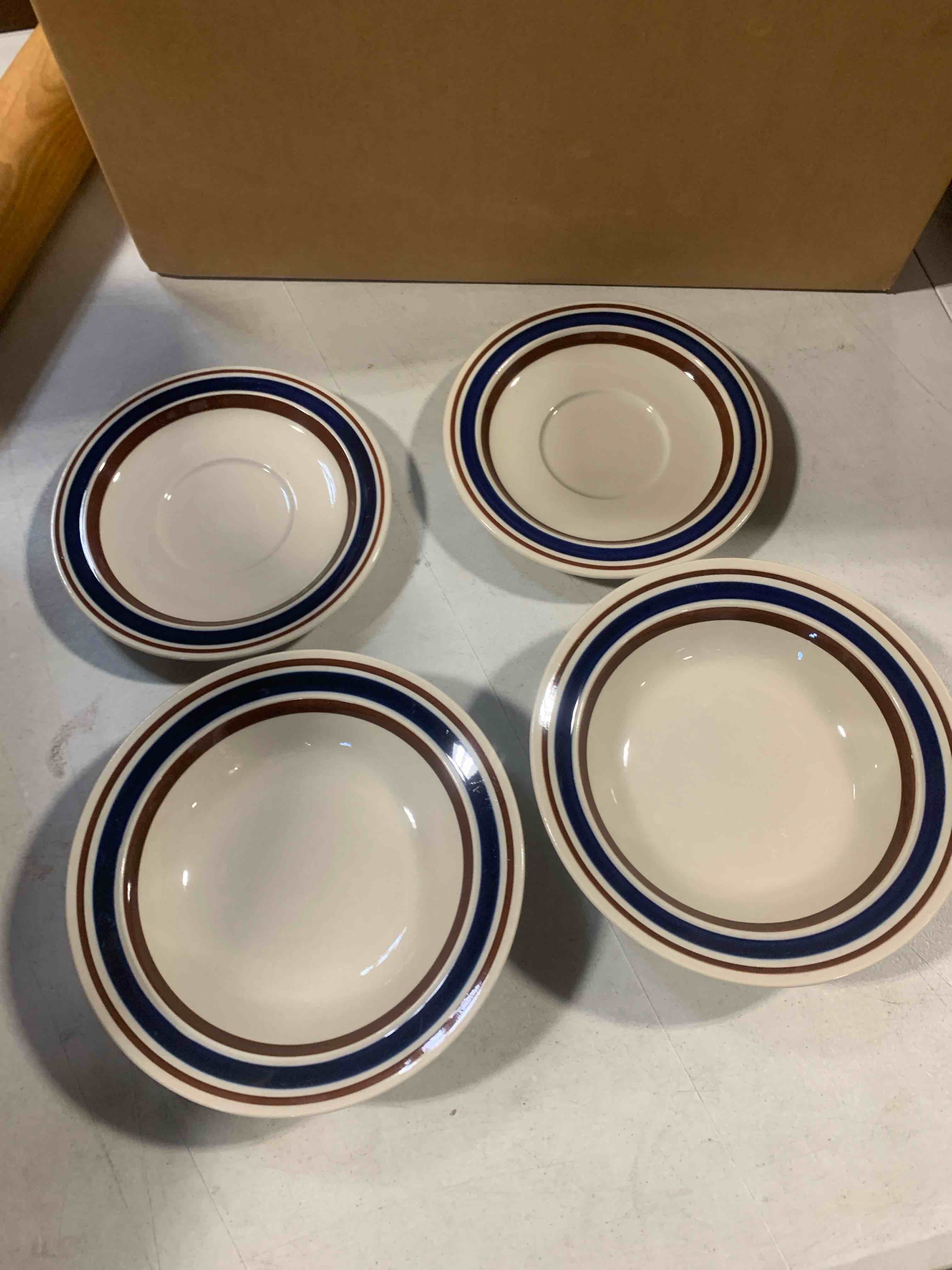 Newcor Stoneware 7” Soup Bowls and 6.5” Saucers, 2 Sets  
