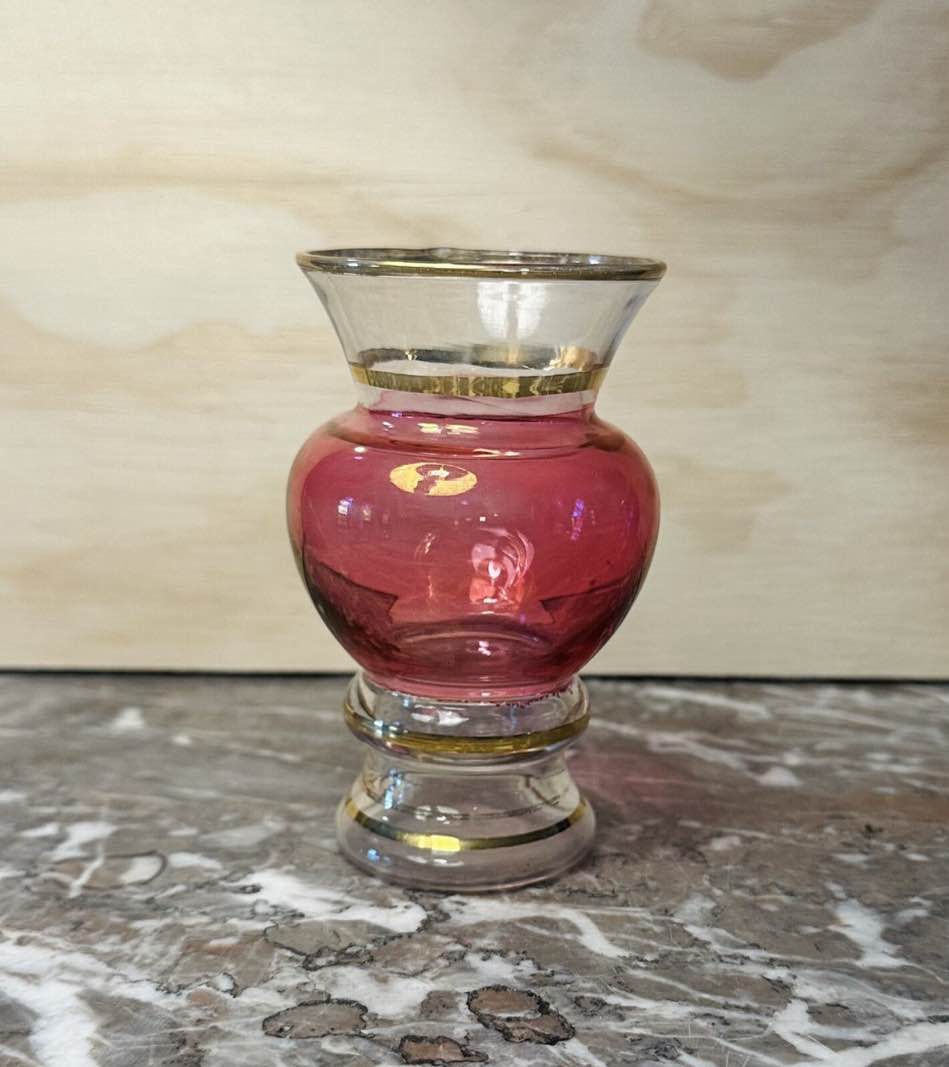 Vintage Bartlett Collins Cranberry Glass Bud Vase