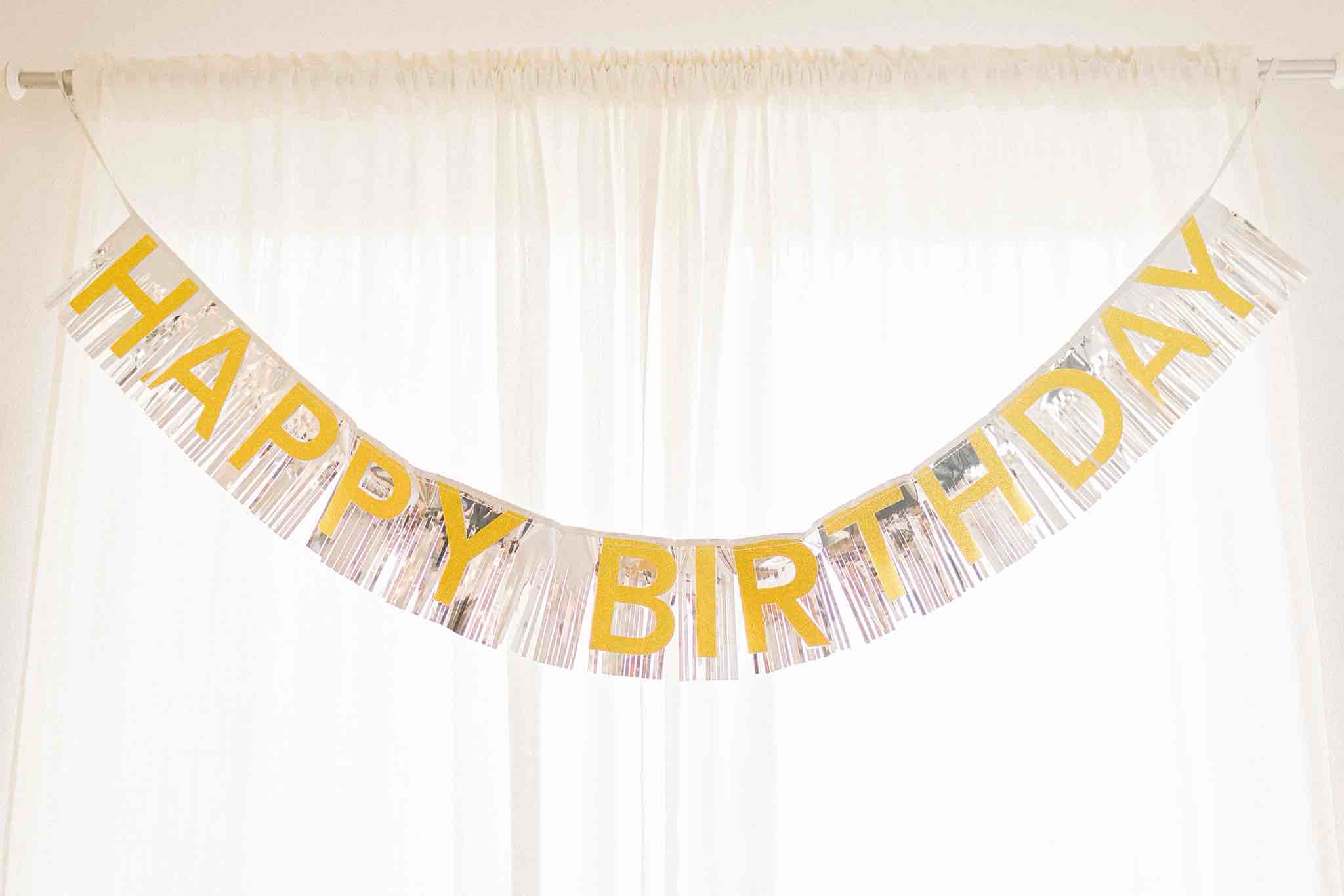 (2 pack) Happy Birthday Fringe Banner - Silver/Gold - 6.43ft x .624ft