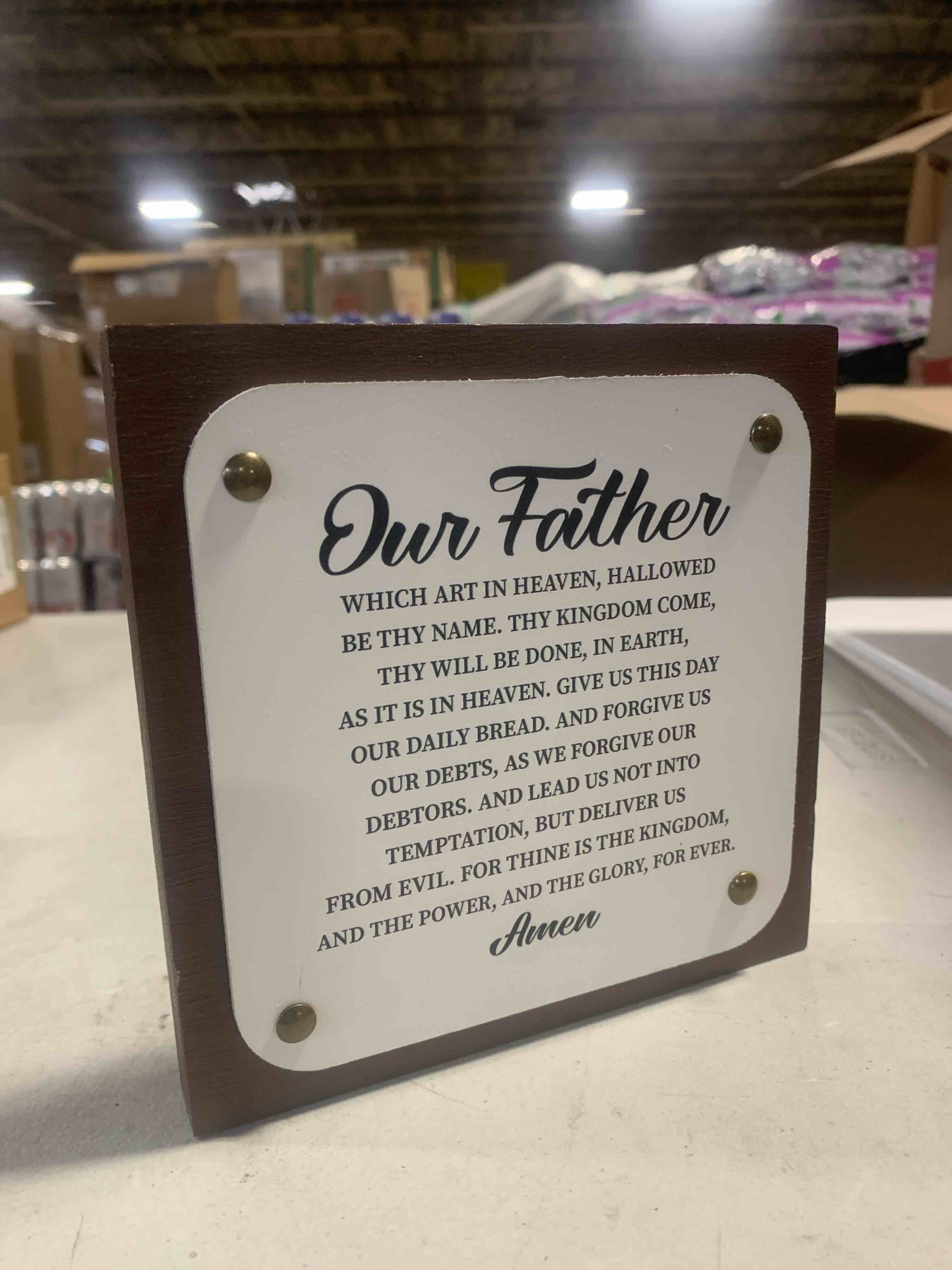 Religious Decor, Our Father Who Art In Heaven Sign, Wooden Box Sign Decor Art, Scripture Wall Decor, Religious Wood Sign, Rustic Decor Plaque Tabletop, Christian Artwork for Home Decor, Church Decor