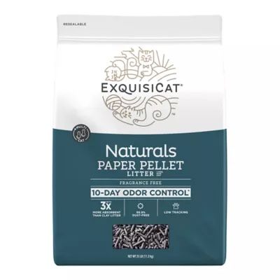 ExquisiCat Litter 25 lb. Multi-Cat Paper Pellet Cat Litter - Unscented, Low Dust, Low Tracking, Natural