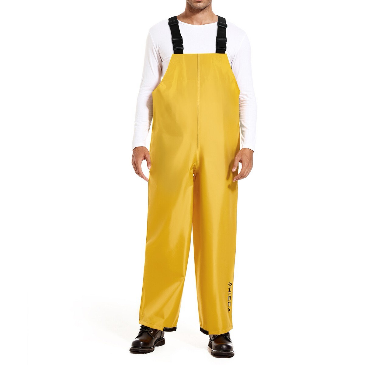 HISEA Waterproof Bib Overall Fishing Bib Pants Made from Durable PVC-Coated Nylon for Fishing, Hunting, Work, Sailing Yellow (X-Small)