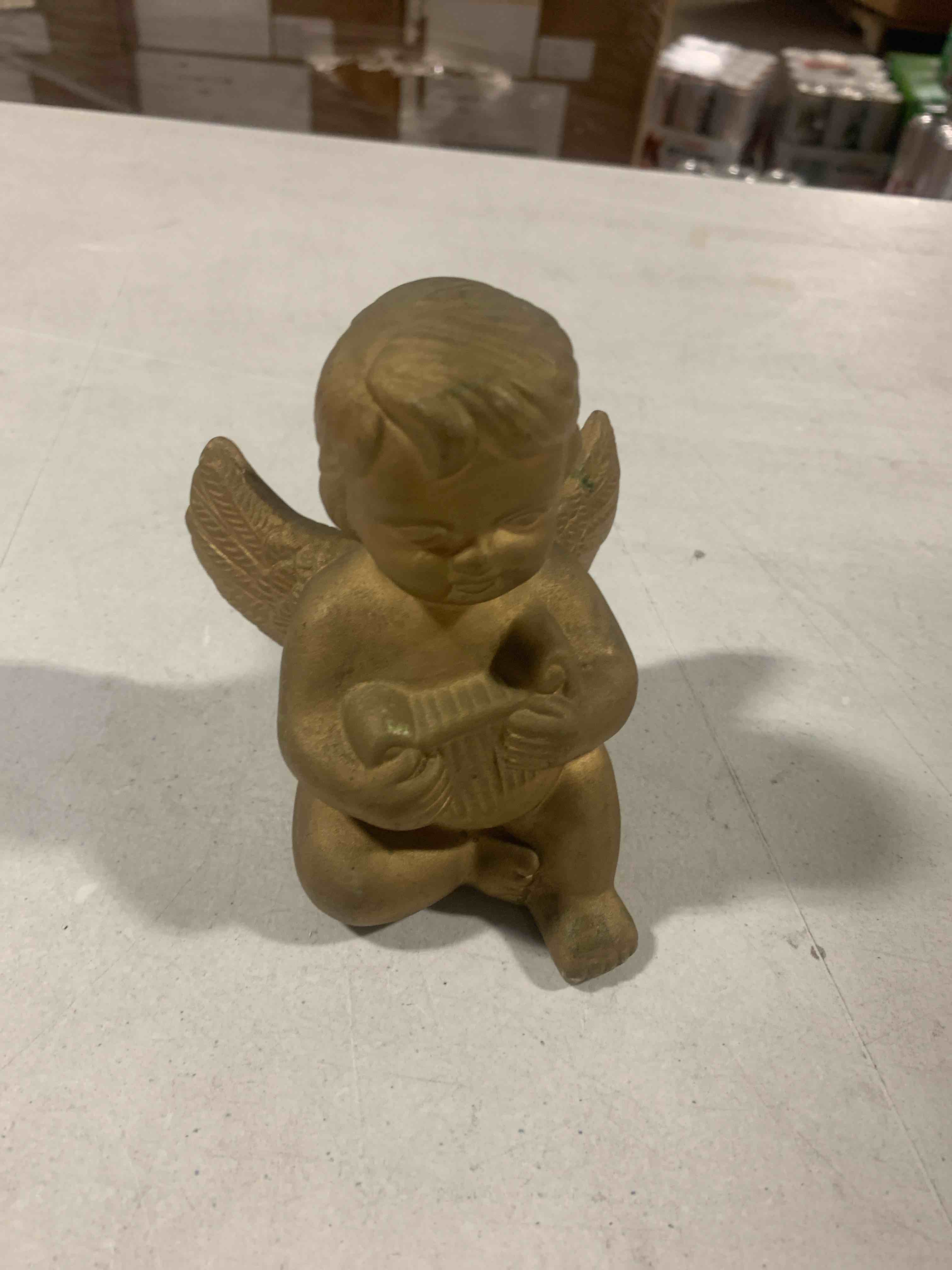 Harp Cherub Statue 