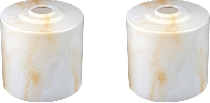 2 Pack Painting Glass Shade Replacement,Ceiling Fan Light Covers Glass Drum Lampshades for Chandelier Vanity Lights Wall Sconces Pendant Light,1.66" Fitter Size,5.32" high*6.11" Diameter 6.11'' " Painting Glass