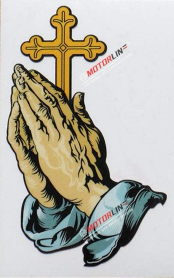 Praying Hands Jesus Cross God Vinyl Decal Sticker - Glossy, 4 Inches - for Car Boat Laptop