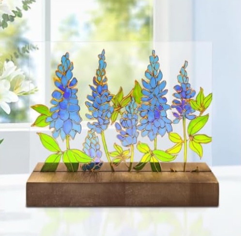 texas bluebonnet decor stained glass suncatcher bluebonnet gifts for women hand painted texas state 