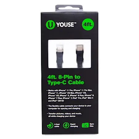 Youse 4 Ft. USB-C To Lightning Fast Charging & Data Cable 