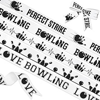 YKW 5 Pack Bowling Ribbon Set, 5/8 Inch x 3 Yard Grosgrain Ribbons Each, bowling ball pins Patterns, Tournament Gift Wrap for Players, Game Room, Man Cave Decorations