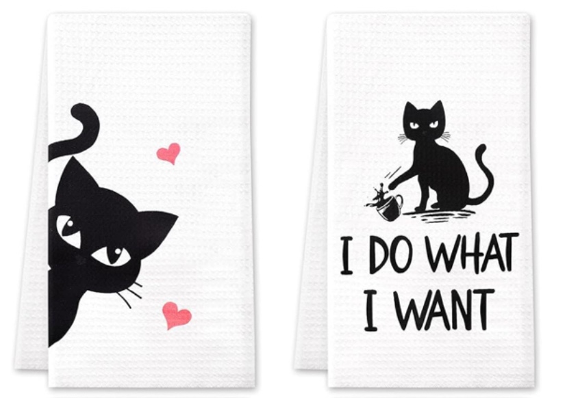 Vansolinne Cute Cats Microfiber Bath Towels Set of 2, 18in x 24in, Perfect for Cat Lovers, Housewarming Gifts