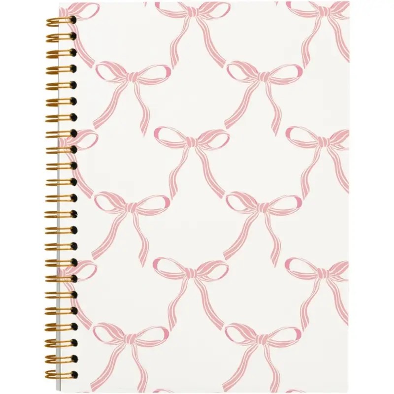 Coquette Pink Bow Disco Ball Cherry Notebook — Funky Y2K Trendy Preppy Aesthetic Journal, Preppy Gifts for Women, Coquette Office Supplies, Hardcover Spiral Notebook (5.5x8.3 Inches, Disco Cherry)