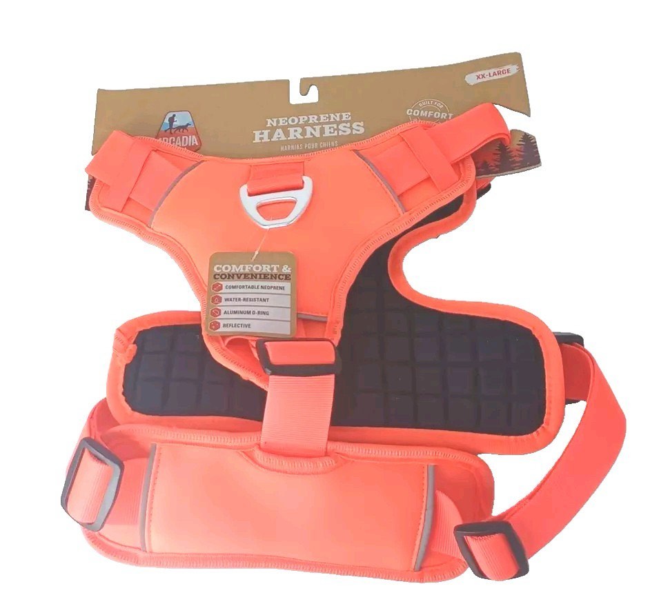 Arcadia Trail Neoprene Dog Harness Coral Reflective Water-Resistant Size X-Large