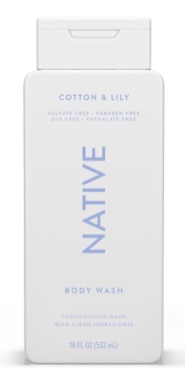 Native Body Wash  Cotton & Lily  Sulfate Free  Paraben Free  for Men and Women  18 oz