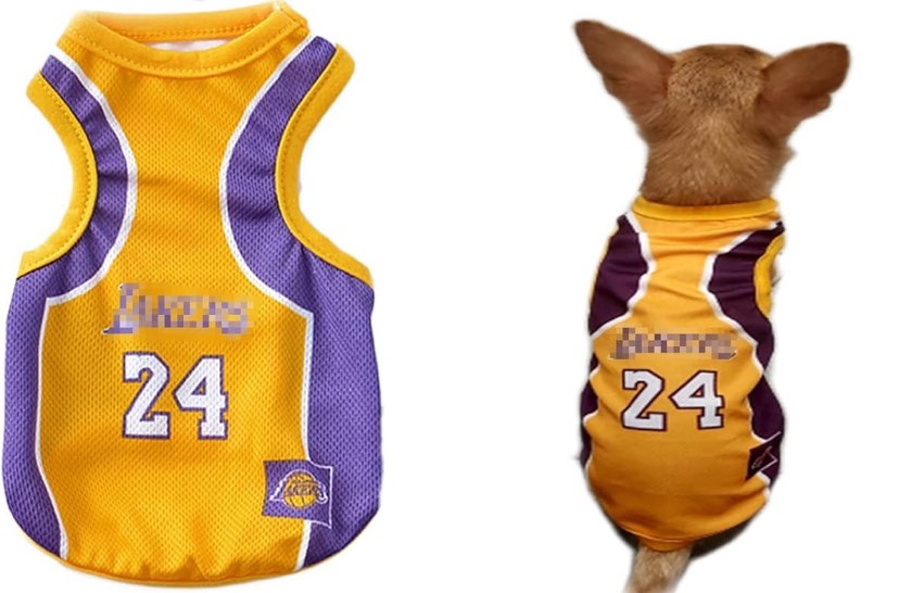 Lakers Jersey, Dog Clothes for Small Dog Girl Puppy Clothes for Chihuahua Yorkies Bulldog Clothes for Medium Dogs Boy Basketball Jersey Pet Outfits Shirt Apparel Accessories,S