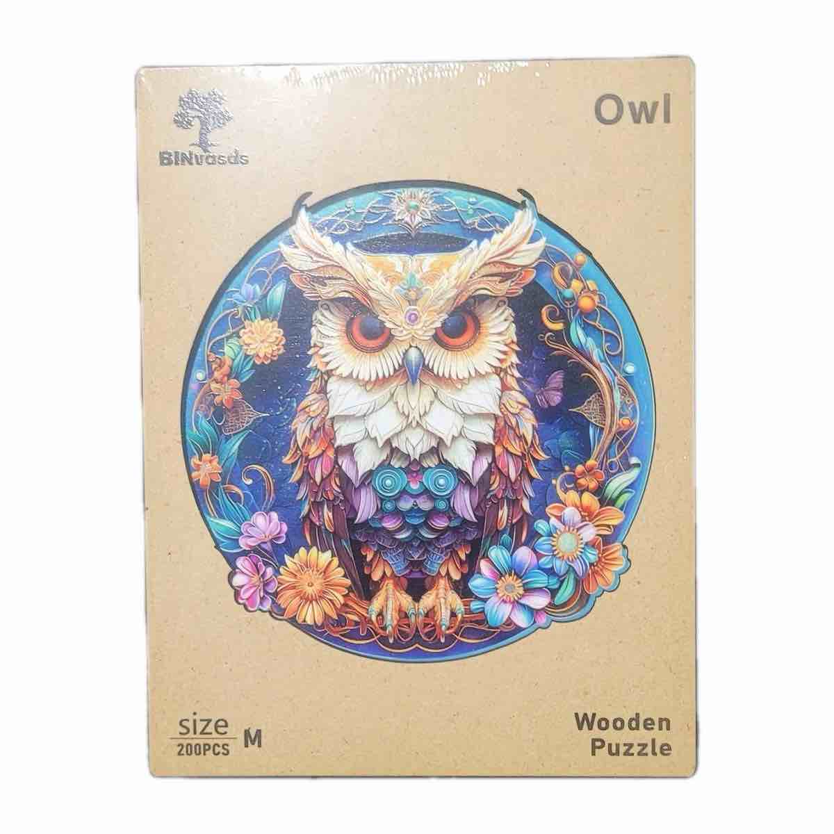 Wooden Puzzles for Adults, Owl Wooden Jigsaw Puzzles 200 Pieces, Unique Animal Shaped Wood Puzzle for Adults and Kids, Family Game, Medium, 11.1'' x 10''
