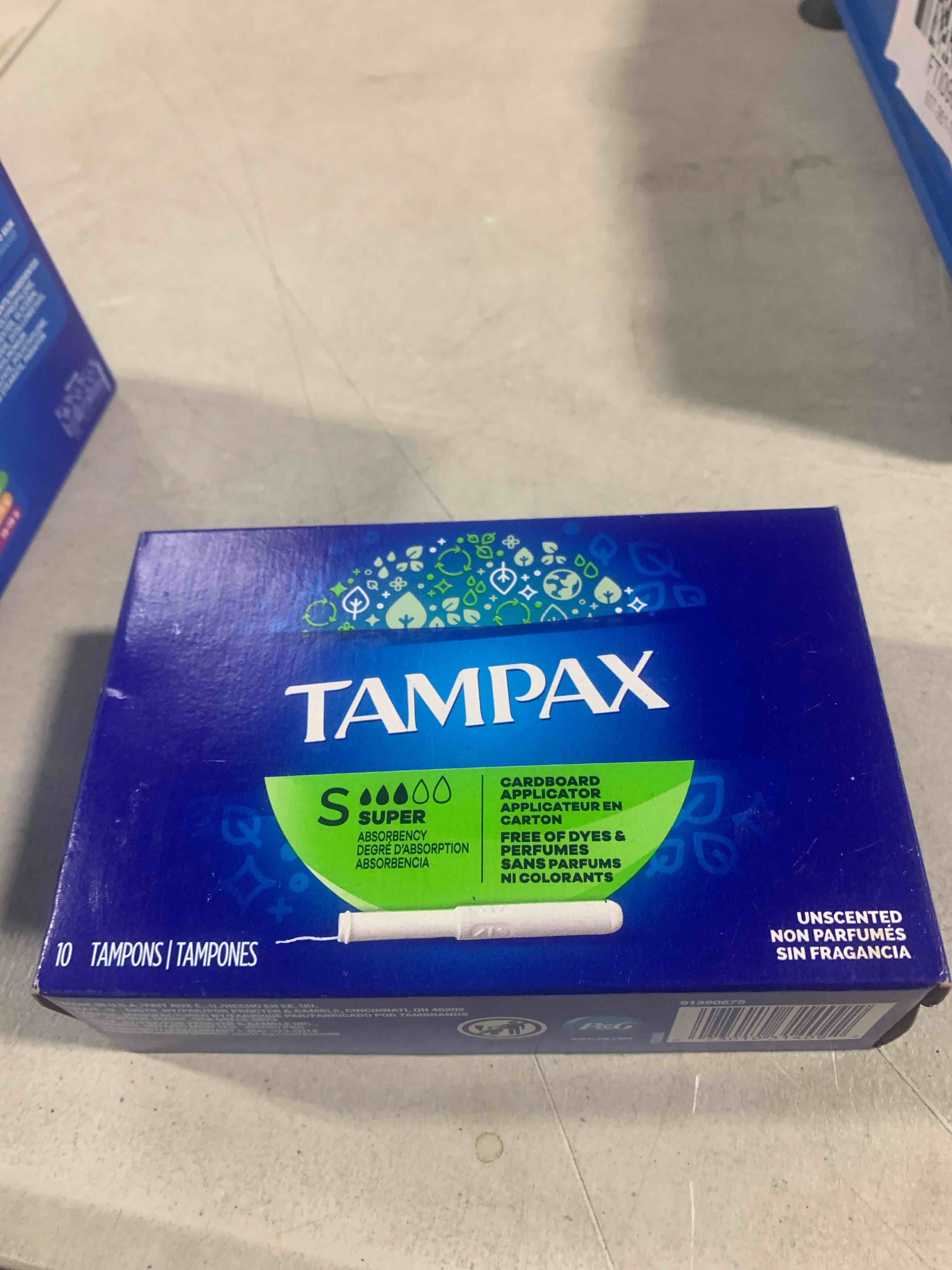 tampax super absorbency unscented, easy carry purse size 10 count