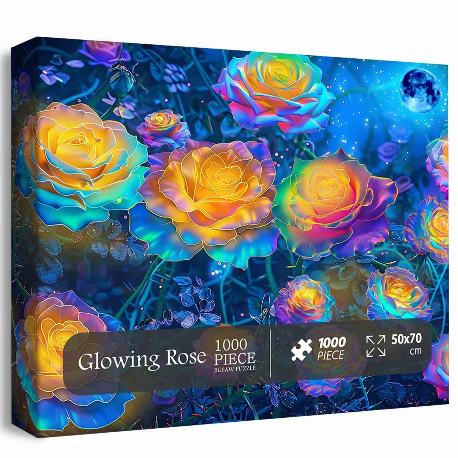 Purple Rose Art Puzzles for Adults 1000 Pieces, Beautiful Flower Plant Jigsaw Puzzles, Impossible Challenging Gradient Aesthetic Floral Puzzle Beautiful Bloom