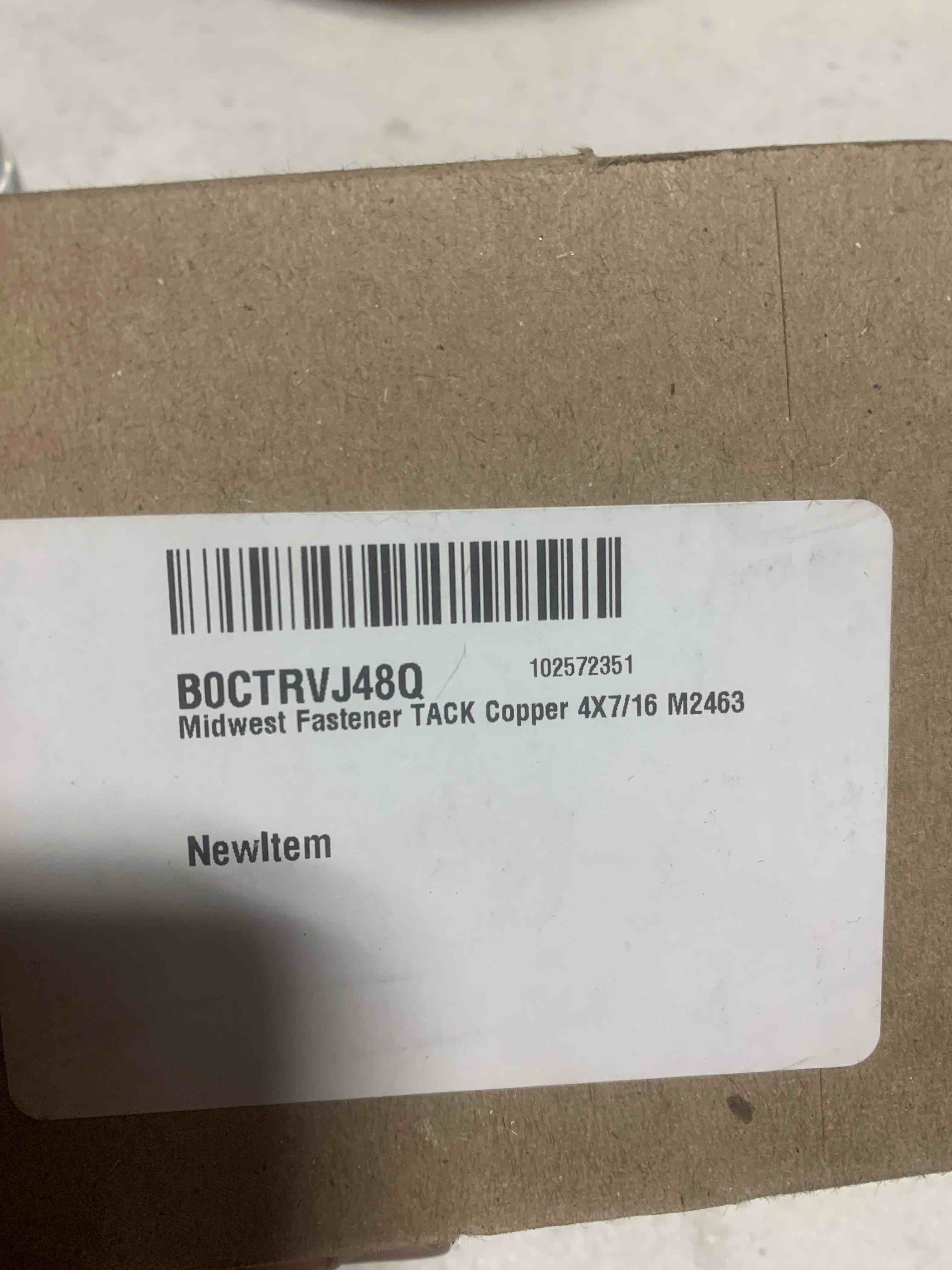 Condition photo showing New/Like New for 4 gauge x 7/16  Copper Tacks