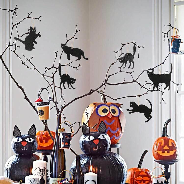 20pcs Halloween Cat Silhouette Wood Hanging Ornament, Black Spooky Tree Decorations with Rope? Home Halloween Party Decor Supplies?Funny Gift for Women Friends