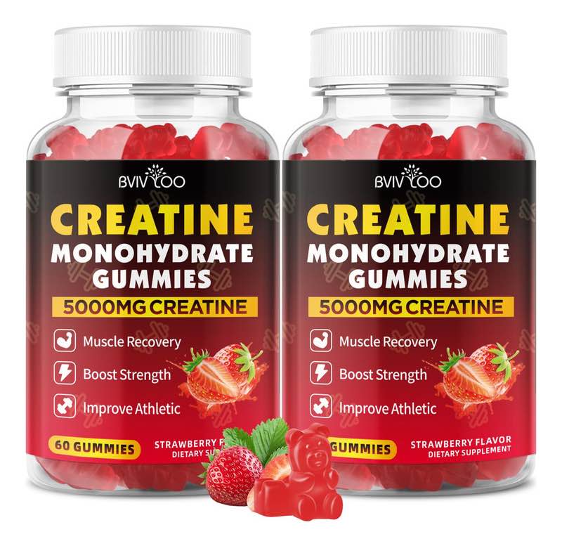 BVIVLOO 5000mg Creatine Monohydrate Gummies for Men & Women: Boost Muscle Strength, Build Muscle, En