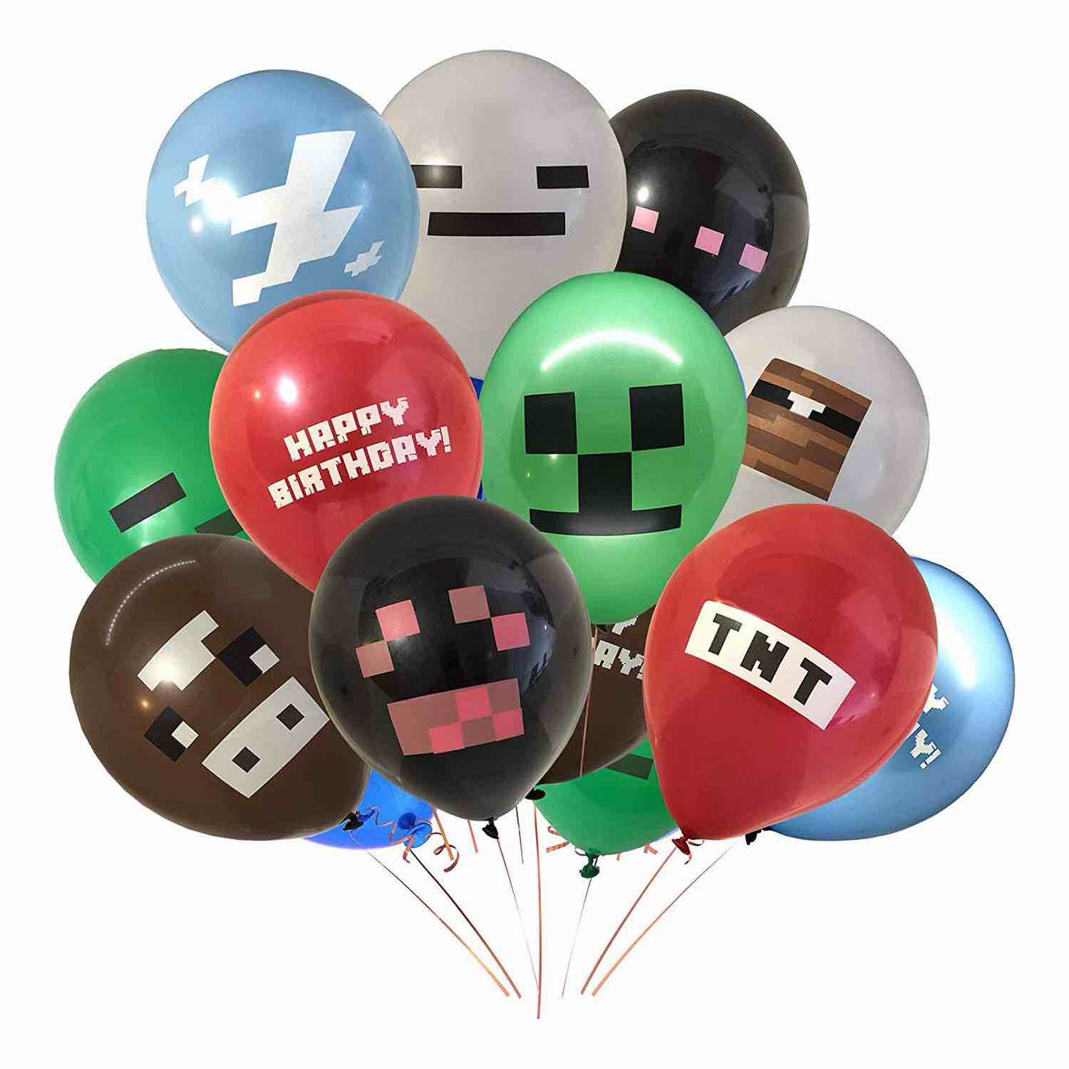 30 Pack Pixel Miner Crafting Style Gamer Birthday Party Balloons