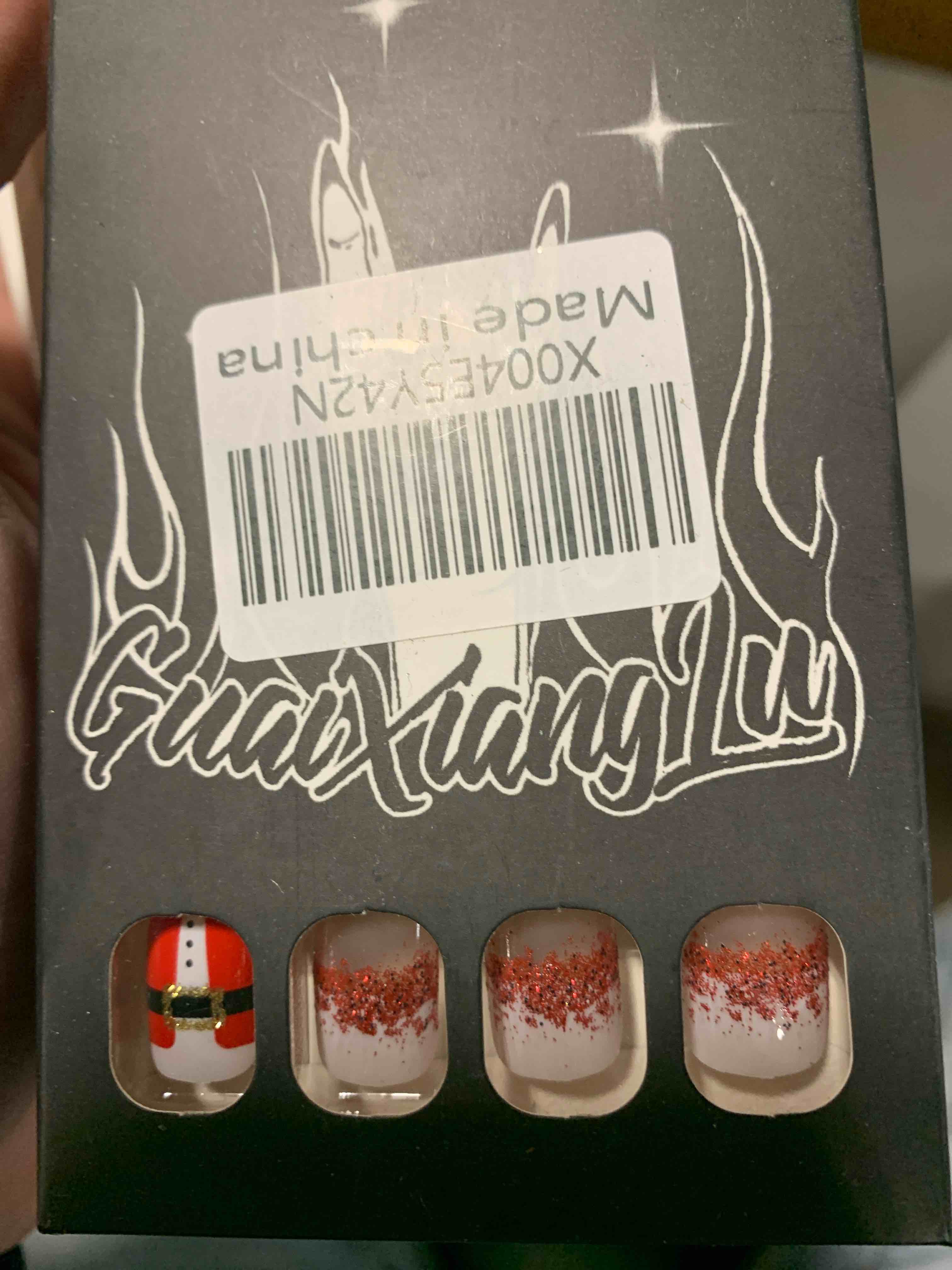 Christmas Press on Nails Short Square Fake Nails Red Green False Nails Full Cover Gold Glitter Stick on Nails Snowflake Xmas Tree Glue on Nails for Women Girls Christmas Nails 24 Pcs Style 1