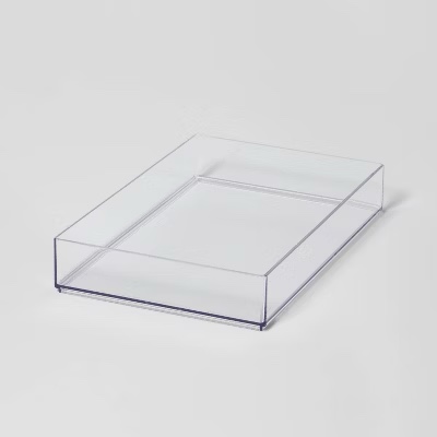 12'' x 12'' x 2" All Purpose Storage Tray - Brightroom™: Clear Plastic Bathroom Organizer Tray
