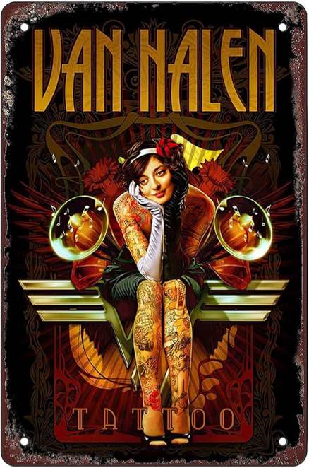 Rosefinch Stone Van Halen Poster Retro Funny Metal Sheet Signs, Wall Decoration, Size:8 x 12