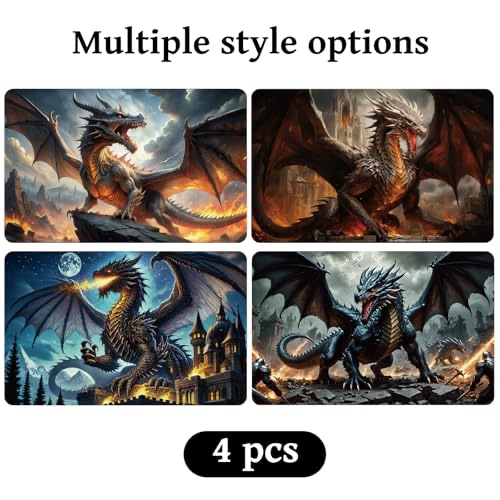 AFRITEE Credit Card Covers Skin - 4 Sheets Fantasy Dragon Debit Card Sticker Cover, Personalized Waterproof Credit Cards Skins DIY Bank Metro Cards Decorations Gift for Boys Teenager