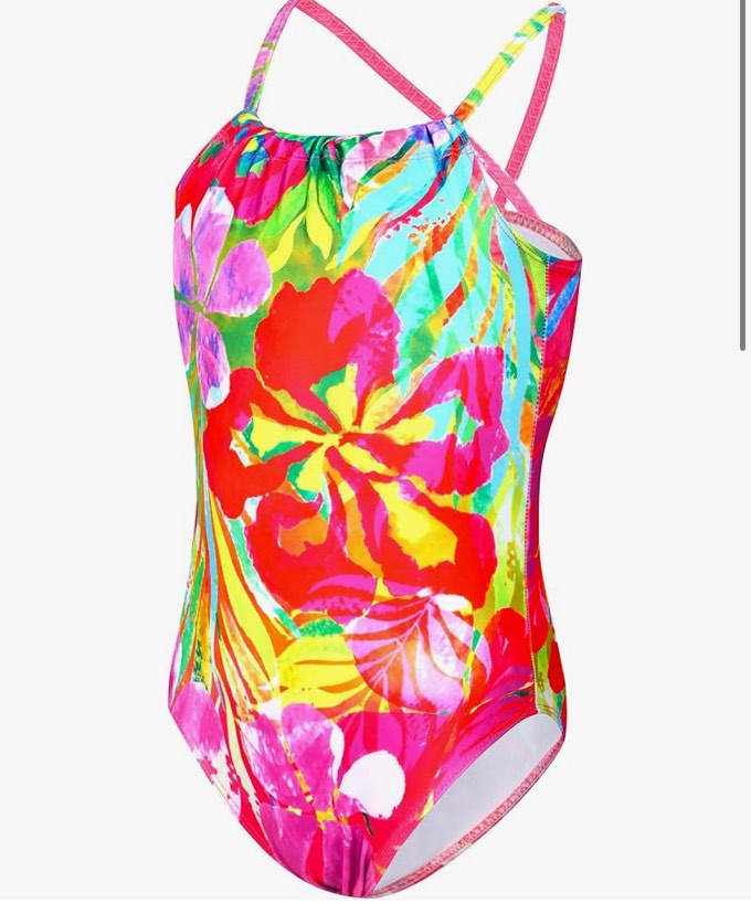 TENVDA Girls Swimsuit Summer Beach Sport Halter Bathing Suits One Piece Swimwear for 2-12 Years Old Kids