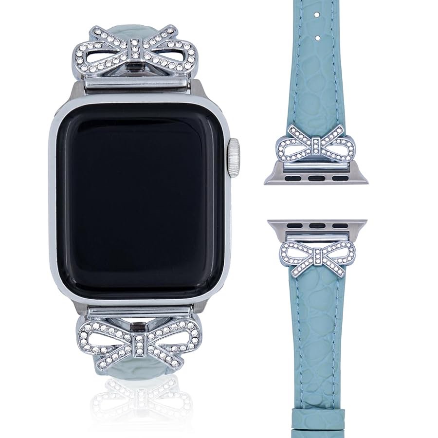 mirenzoa bowknot slim leather watch band for women compatible | with apple watch small wrists pretty dressy strap 46mm 45mm 44mm 42mm 40mm